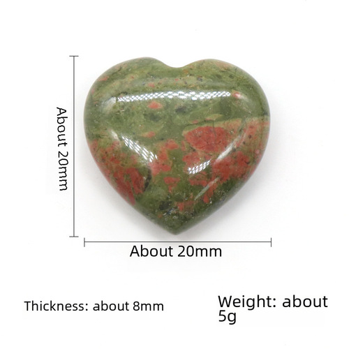 Natural Crystal Agate Stone 20mm Heart Shape Small Ornament Solid Heart Stone DIY Jewelry Decor Cross-border