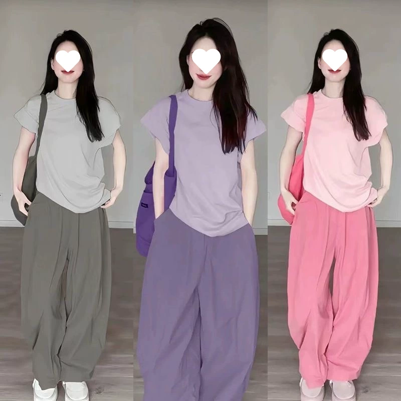 [Горячий магазин] Летний допамин, полный набор женских спортивных костюмов, тонкий, свободный, повседневный и дикий темперамент