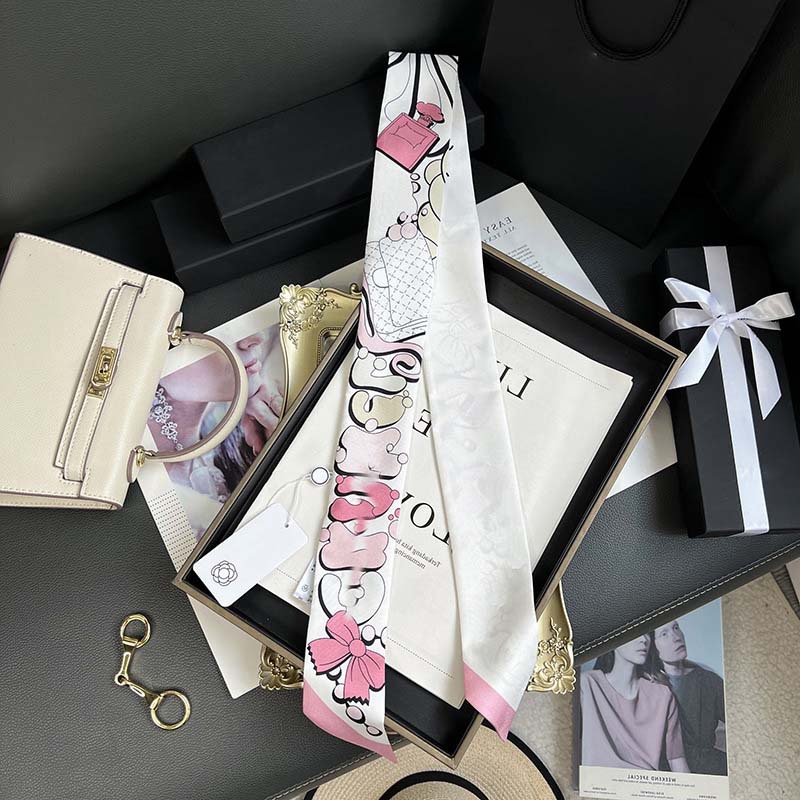 D versión alta 18 mm bufandas de seda cinta cinta delgada correa de pelo larga decoración pequeña bufandas animales de la selva H