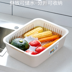 MBL-8012麥寶隆大號多功能廚房收納籃洗菜盆火鍋菜籃子雙層瀝水籃