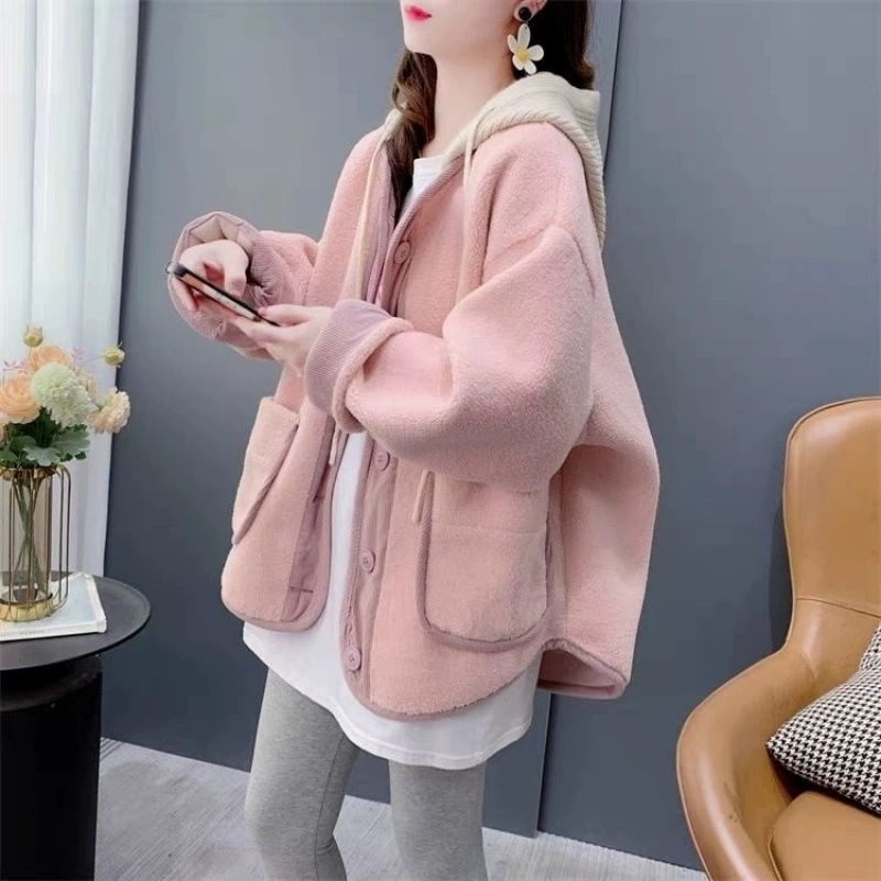 Demi-season warm warm jeans for leisure, Chanel style, oversize