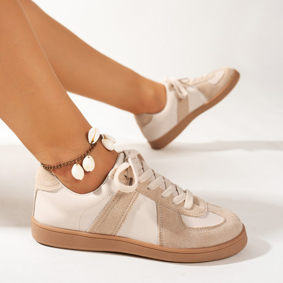 Foreign Trade European and American Large Size Moral Training Shoes 2024 New Round Toe Versatile Lace-Up Flats White Shoes Low-Top Sports Sneakers