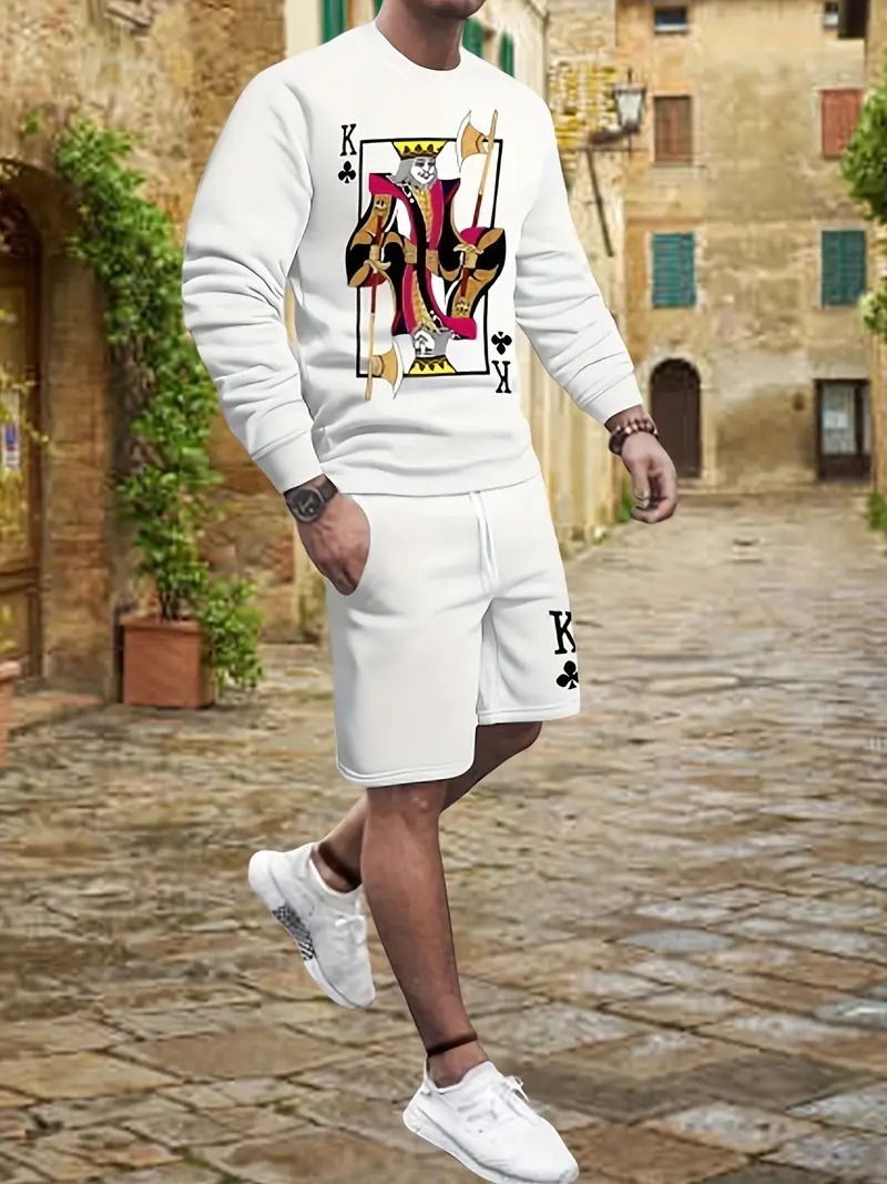 Pantalones cortos de suéter de manga larga de otoño para hombre 2024 nuevo traje casual suelto exterior ME1 ML4