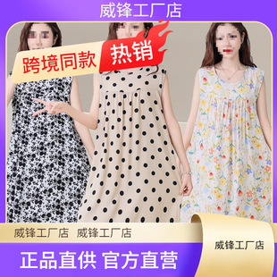 Cotton Silk Nightgown for Women 2025 New Summer Mother's Pajamas Mid-Length Sleeveless Dress Artificial Cotton Home Clothes Thin