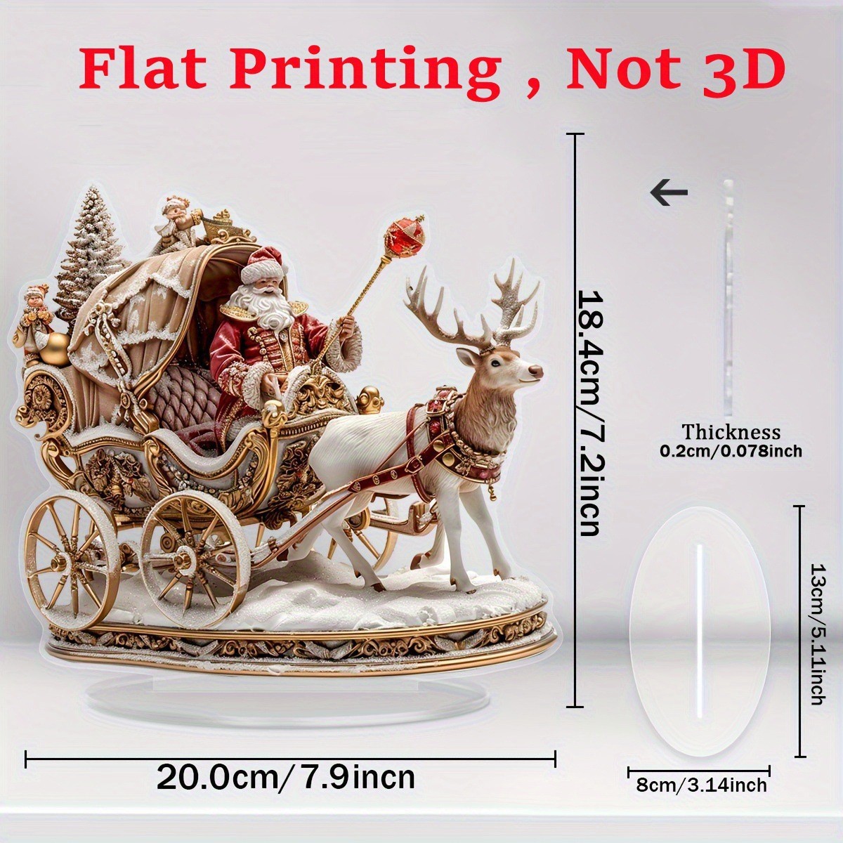 Decoración 2D, no 3D!!! Invierno reno trineo acrílico escritorio colgante oficina en el hogar más