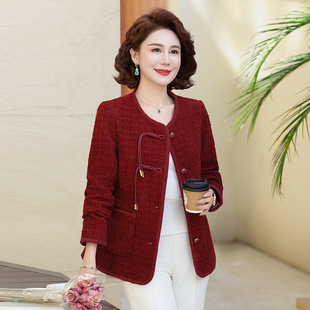 Mom's Short Chanel Style Coat 2025 New Spring Dress for Middle-aged and Elderly All-match Chinese Style Outer Style Hair