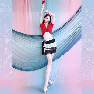Belly Dance Clothing for Women 2025 Spring and Summer New Practice Clothing Oriental Dance Beginners Color Ruffled Hip Scarf Suit