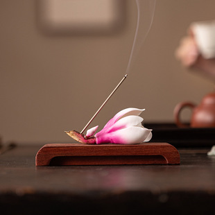 Magnolia Flower Incense Stick Handmade Ceramic Flower Incense Holder Zen Incense Burner Creative Photography Home Incense Stick Incense Burner