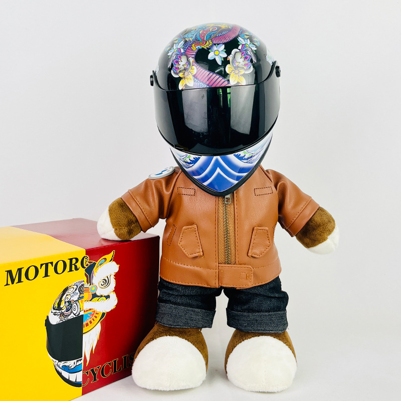 Coche eléctrico colgante oso muñeca casco cuero juguete coche tronco montar decoración 4S reparación tienda locomotora muñeca