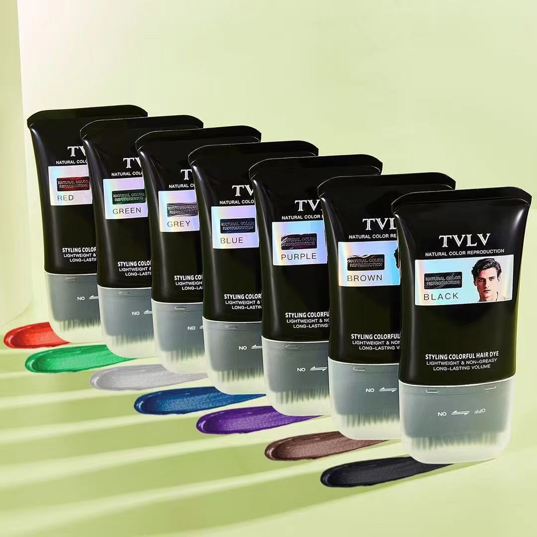 跨境专供 TVLV男士造型彩色染发膏一染上色不油腻持久盖白发批发