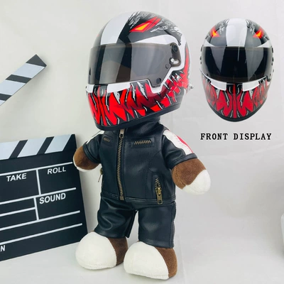 Travel Partner 28cm Plush Doll | Motosiklet dəbilqələri - 28cm-black-leather-f1-fourth-generation-venom-new-helmet-type-anti-collision-layer