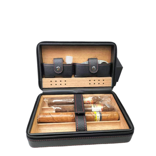 Cigar Box Set Cedar Wood Humidifier Zipper Bag Cigar Cover Portable Storage Bag