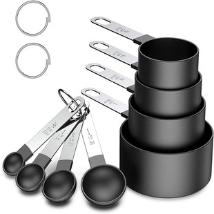 Stainless steel handle measuring cup measuring spoon 8-piece set measuring spoon with scale measuring spoon plastic measuring cup measuring spoon set