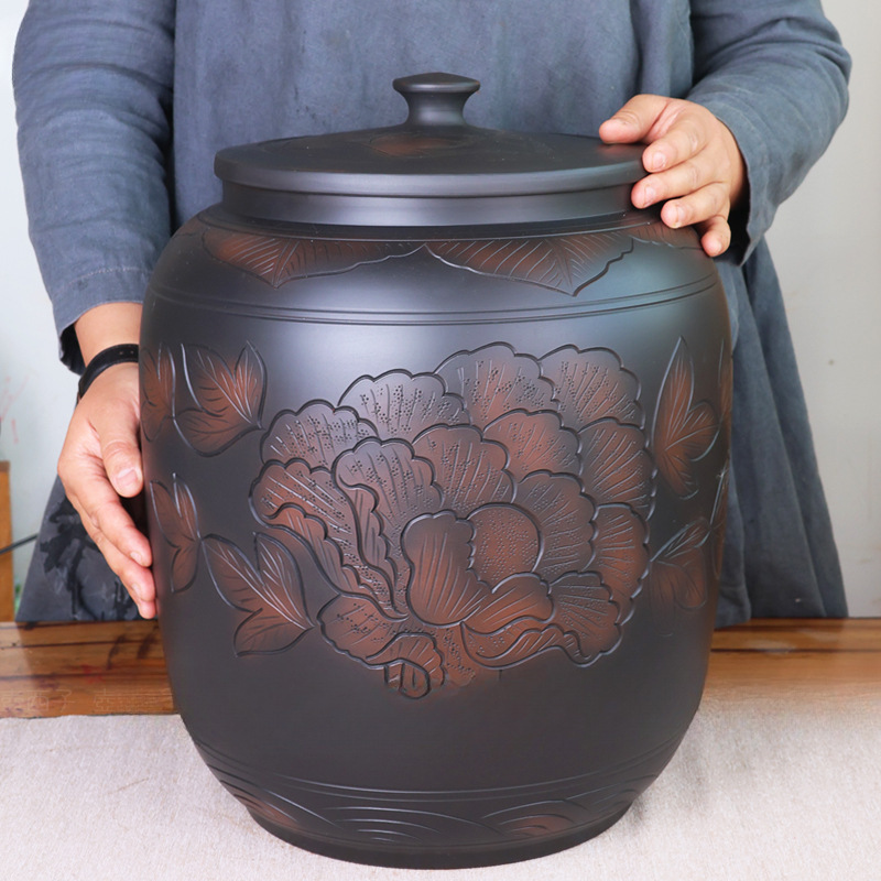 云南建水紫陶茶叶罐普洱茶存茶密封罐七子饼大号散茶米缸|undefined