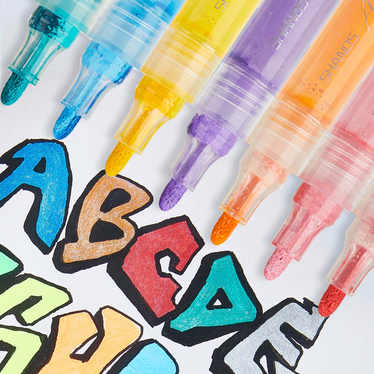 Large Capacity Color Acrylic Marker Pen Student Graffiti Glitter Glitter Metallic Highlighter Pen Wholesale