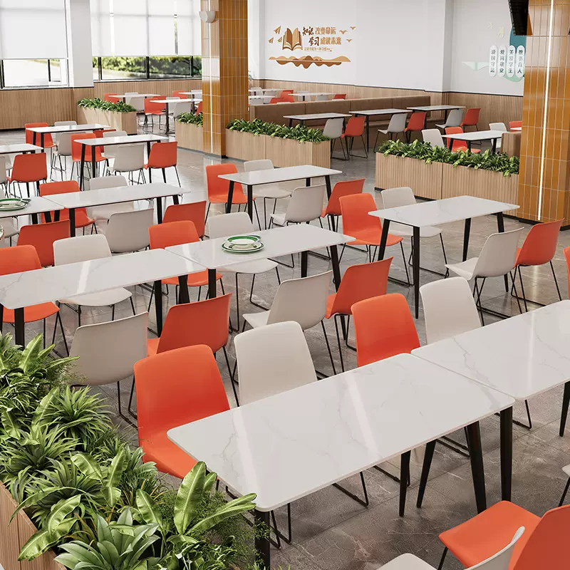 学校学生食堂桌椅商用公司工厂员工饭堂甜品奶茶店岩板餐桌椅组合