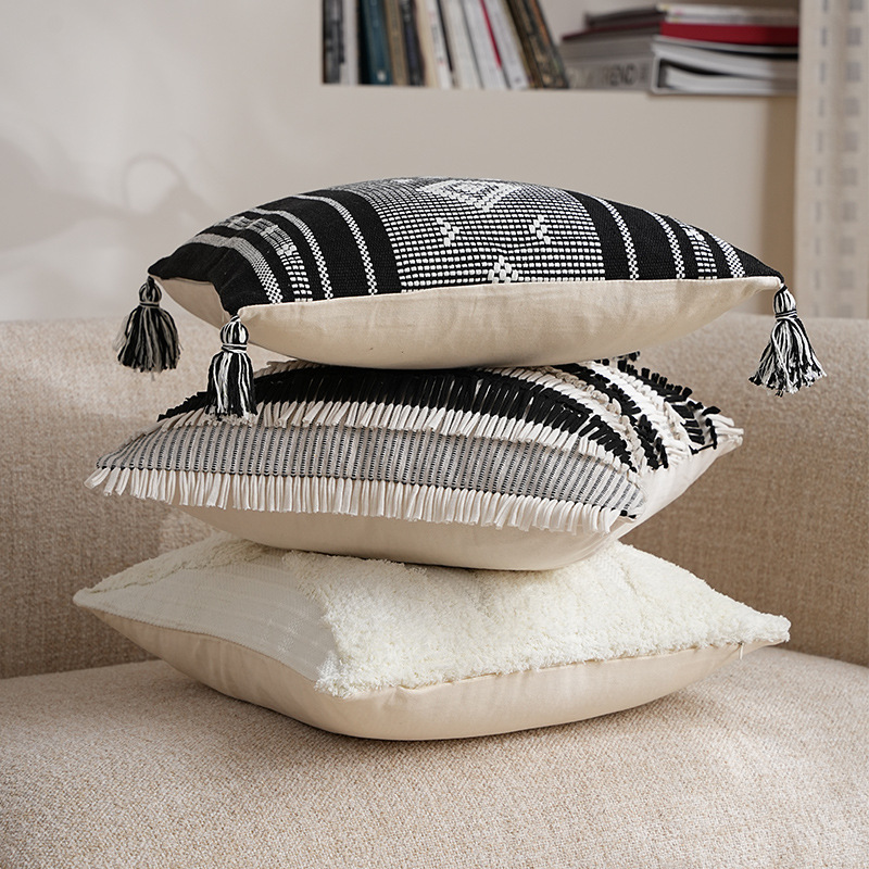 Cotton Yarn-Dyed Jacquard Pillowcase, High-End Accessible Luxury Sofa, Living Room Pillow, Bedside Cushion, Long-Term Sitting Pillow