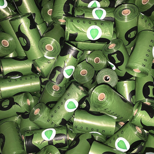 Manufacturer's custom printed scented biodegradable pet waste bags and dog poop bags