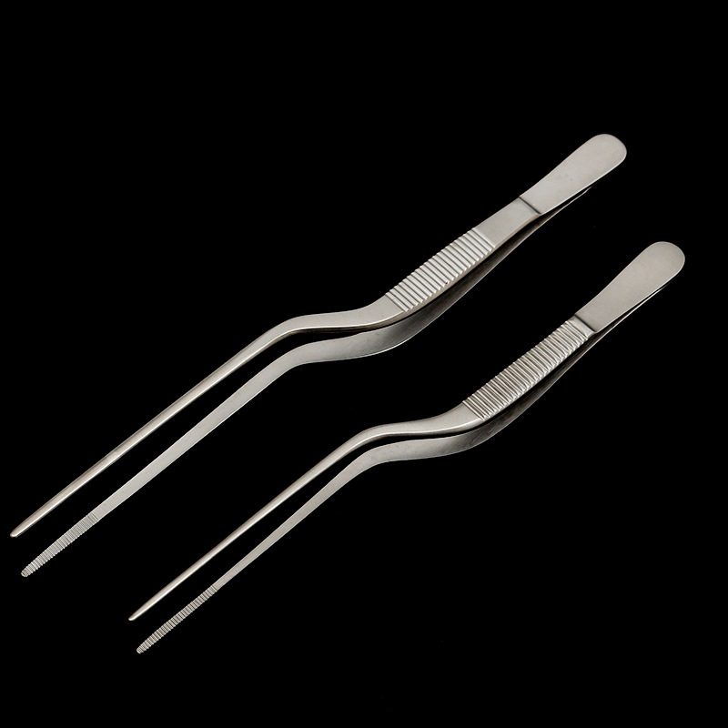 不锈钢镊子医用耳科枪状镊子植物组培弯镊子云夹采耳耵聍鼻喉镊子