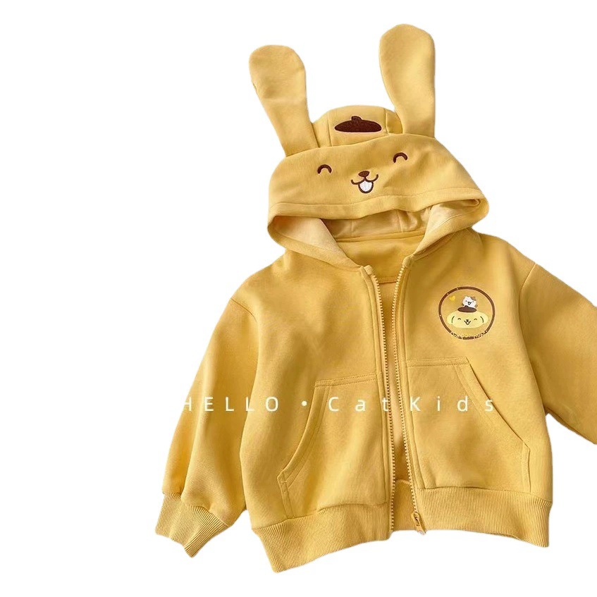 Трансграничный Детский свитер с капюшоном, женский осенний Новый Топ пальто с длинными рукавами на молнии для средних и больших детей и девочек с мультяшным принтом