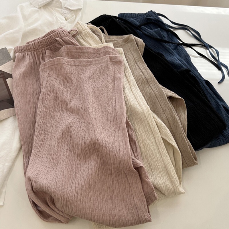 Soft and Comfortable Pleated Wide-Leg Pants for Women, Loose and Slimming, Thin Style, Lazy Style, 2026 Summer New Straight-Leg Casual Pants