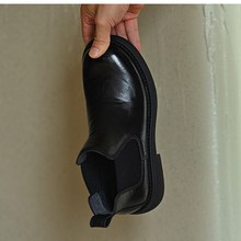 主推百搭黑色牛皮一脚蹬切尔西短靴女皮靴 2025新款秋冬矮筒女靴