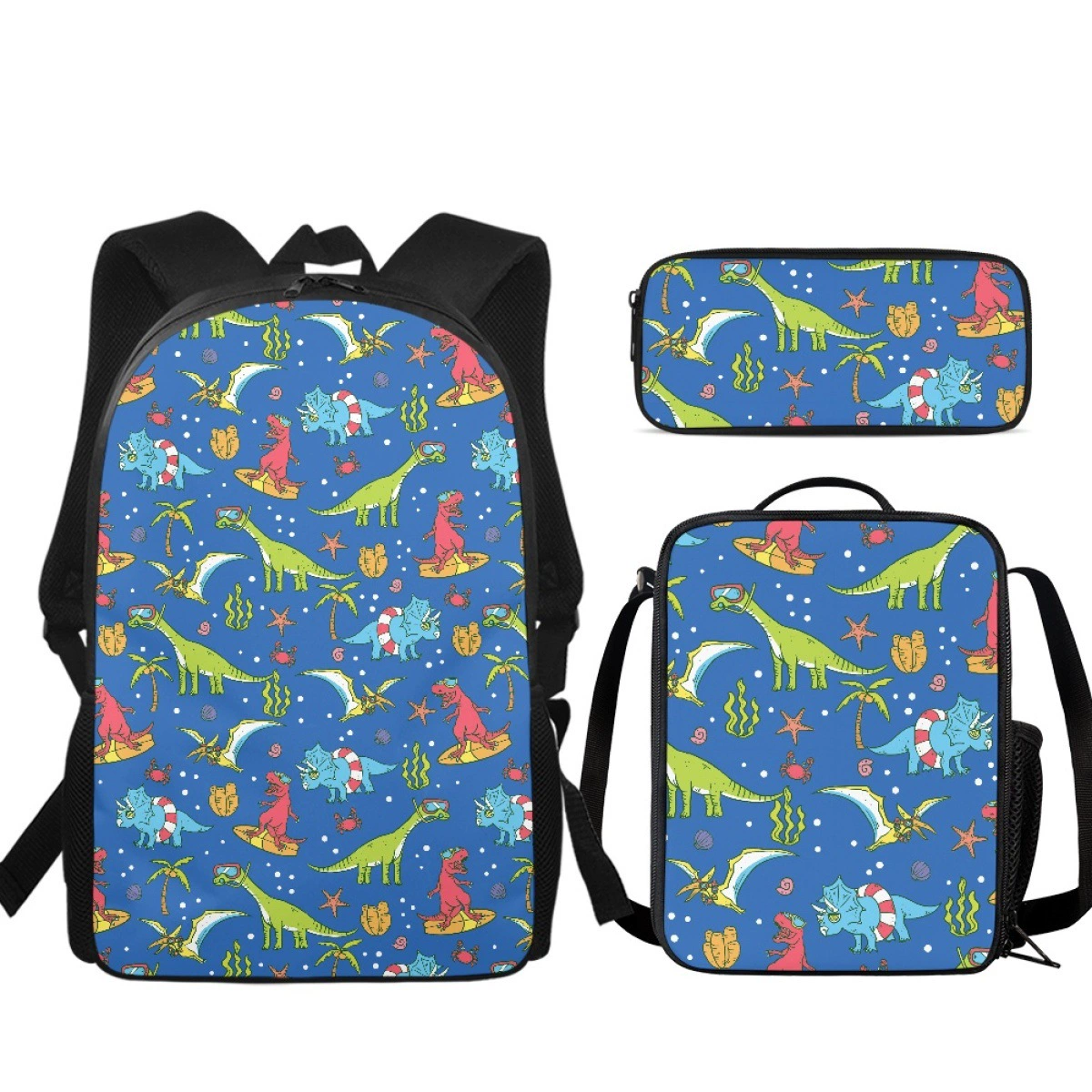 Новый набор школьных сумок Amazon с принтом динозавра 17inch года. Снова в школу. Школьный рюкзак для учащихся начальной и средней школы. Сумка для обеда.