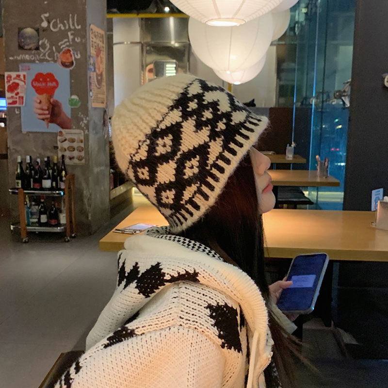 1 Same Style Knitted For Women, Autumn And Winter Wool Blend Retro Beanie, Warm Large Head Circumference Cold Hat, Men's_voghion.com