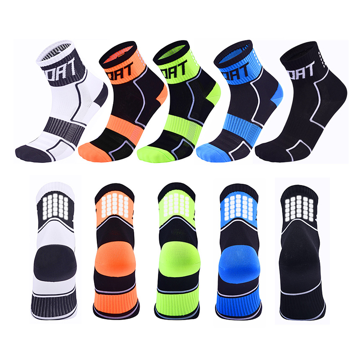 [팩토리 도매] 프로페셔널 미드 튜브 사이클링 양말 반사 야간 러닝 통기성 속건 땀 흡수 자전거 양말