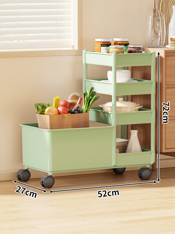 キッチンサイド収納ラック床置きモバイル多層野菜収納キャビネットバルコニースナックおもちゃトロリー収納カート|undefined