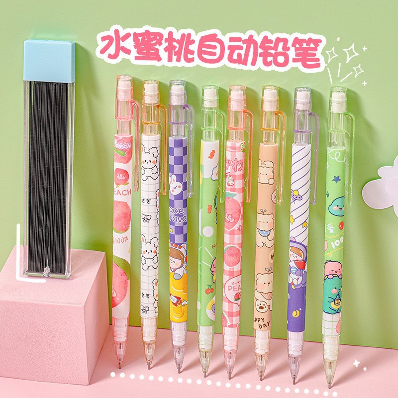 Cartoon Peach Automatic Pencil Ins Student Exam Pencil Primary School Student High-Looking 0.5mm Mechanical Pencil