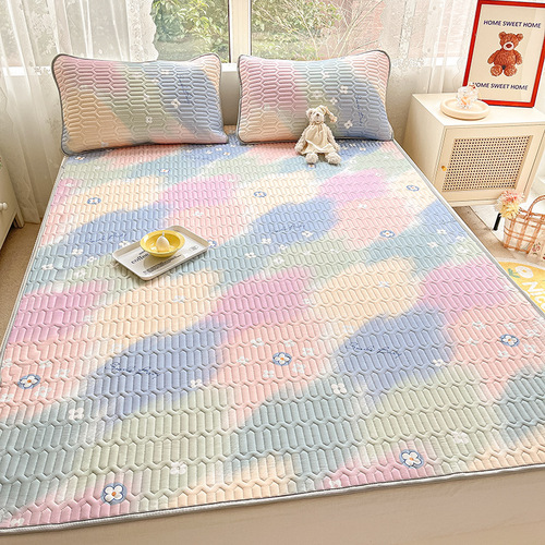 BB4C wholesale summer latex ice silk cool mat set of four for summer air conditioner soft mat set of three for children's learning
