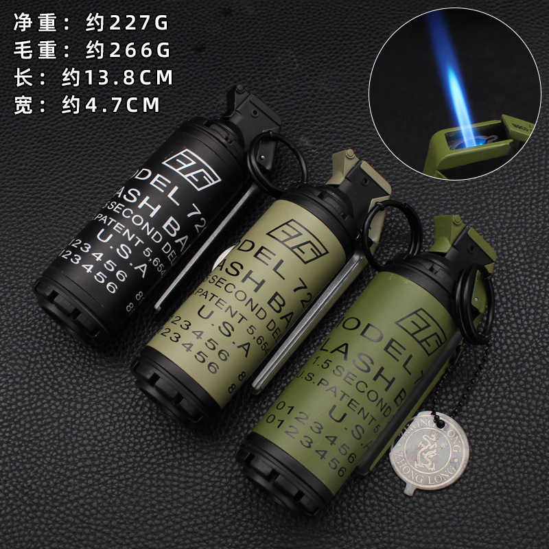 Zhonglong creativo inflable directo encendedor a prueba de viento llama roja adornos personales tabaco de metal al aire libre al por mayor