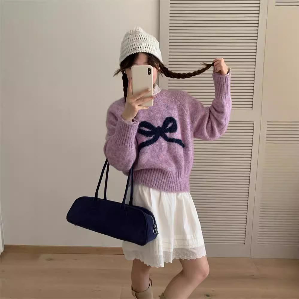 새로운 겨울 털 활 스웨터 여성 라운드 넥 루즈 소프트 왁스 달콤한 게으른 스웨터