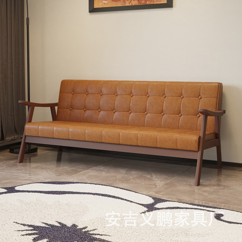 中古风单人沙发客厅单人椅高级懒人椅实木阳台休闲椅中古卧室椅子|undefined