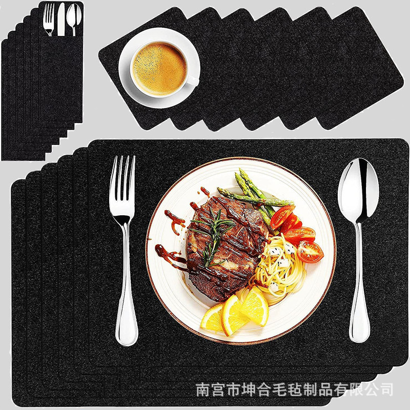 厂家现货供应吸水隔热毛毡西餐垫无纺布杯垫毛毡餐垫刀叉包可设计