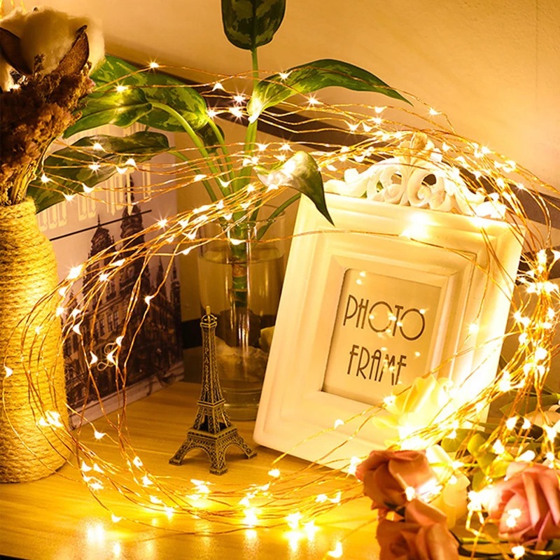 Selección estricta nuevo árbol solar lámpara de ratán LED lámpara de alambre de cobre cadena patio decoración caballo cola lámpara creativa regadera lámpara línea