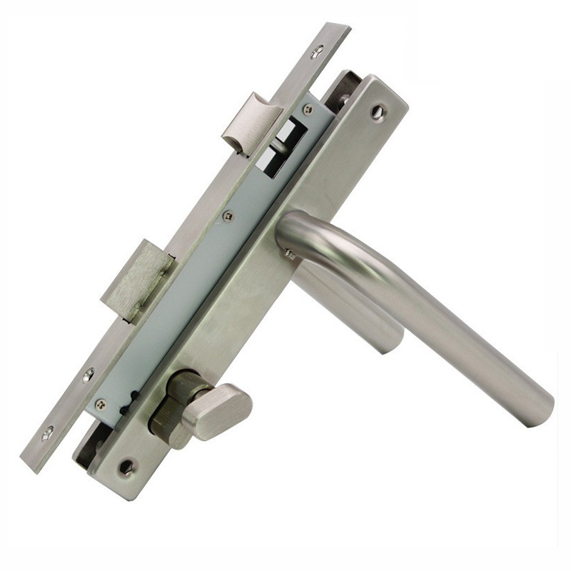 Cerradura de puerta de aluminio de acero inoxidable estándar europeo personalizada cerradura de mango de marco estrecho 85 agujeros cerradura de puerta de traducción de aleación de aluminio