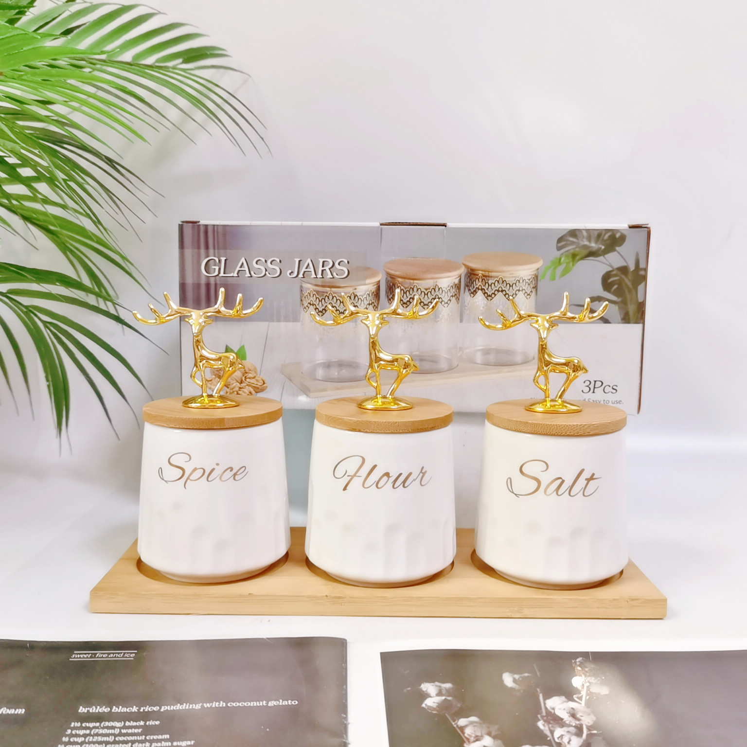 Exportación transfronteriza cerámica sellado tarro traje cocina condimento tarro multi-grano almacenamiento tarro café tarro de té tarro de azúcar