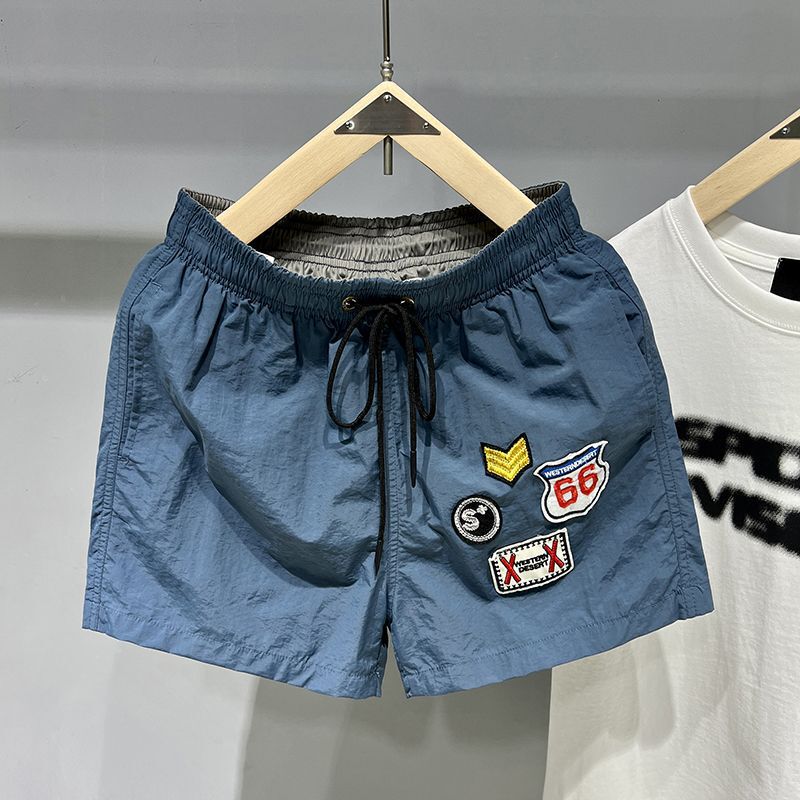 Men's Drawstring Shorts Summer Breathable Sports Three-point Fashion Cloth Sticker Embroidered Label Casual Pants Quick-drying Lined Men's Men's Drawstring Shorts Summer Breathable Sports Three-point Fashion Cloth Sticker Embroidered Label Casual Pants Quick-drying Lined Men's