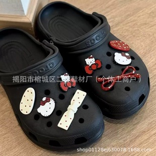 Dopamine Kitty Polka Dot Bow Adapts to Crocs Cartoon Fun DIY Removable Shoe Flower Accessories Shoe Buckle