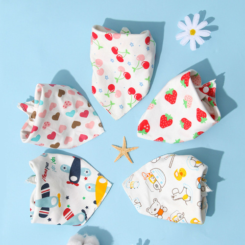 Baby Triangle Scarf, Bib and Towel with Double Button, Four Seasons Baby Bib, Head Scarf