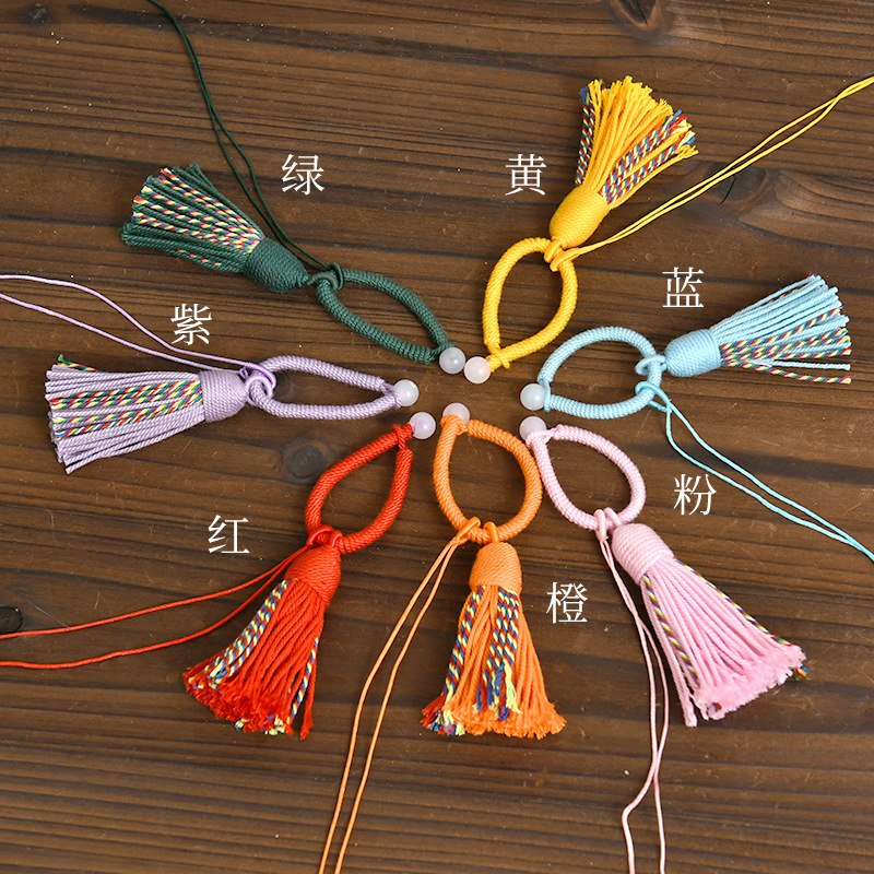Hand-Rolled Cotton Thread 6cm Xizang Style Small Tassel Keychain Semi-Finished DIY Accessories Tassel Bag Pendant Wholesale