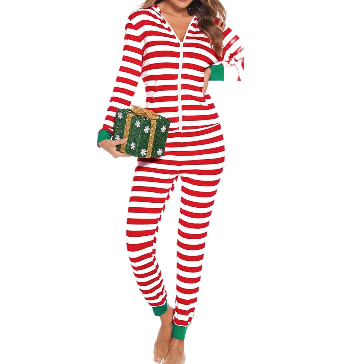2024 Europa y los Estados Unidos nuevo otoño invierno ropa de casa de Navidad Amazon estampado pantalones de manga larga de mujer en stock