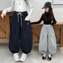 女童春秋束脚运动裤秋季2025新款儿童大童女孩初中生卫裤秋装长裤