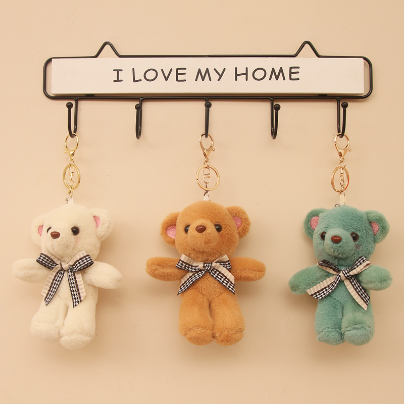 Dibujos animados peluche oso niña llavero mochila escolar muñeca linda mochila colgante colgante muñeca regalo estilo ins