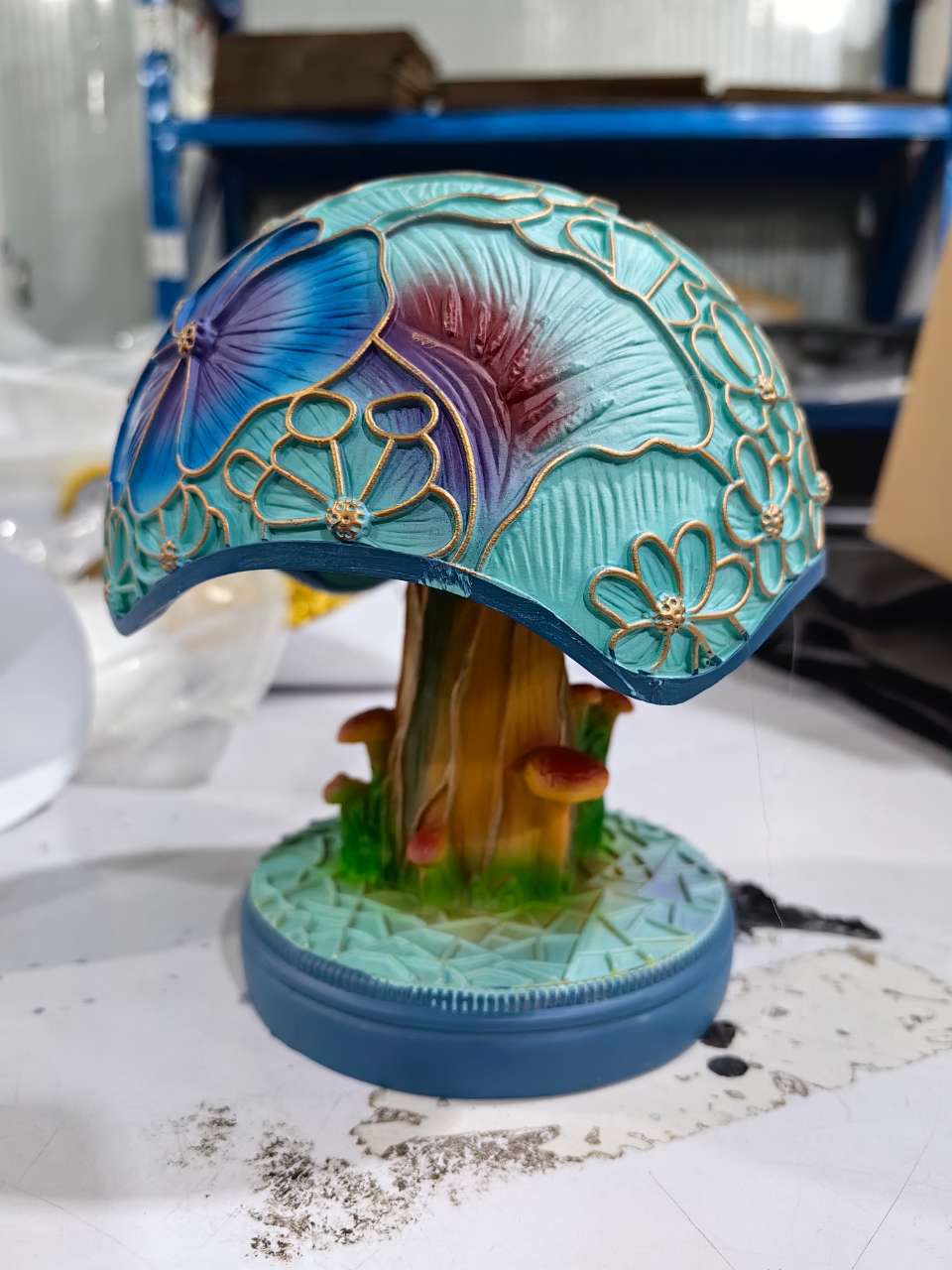 Transfronterizo nuevo colorido seta lámpara luminosa decoración hogar patio diseño decoración resina artesanía