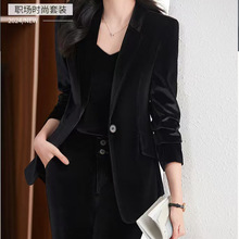 秋装韩版小个子金丝绒西装上新女装时尚名媛风西服外套套装女高端