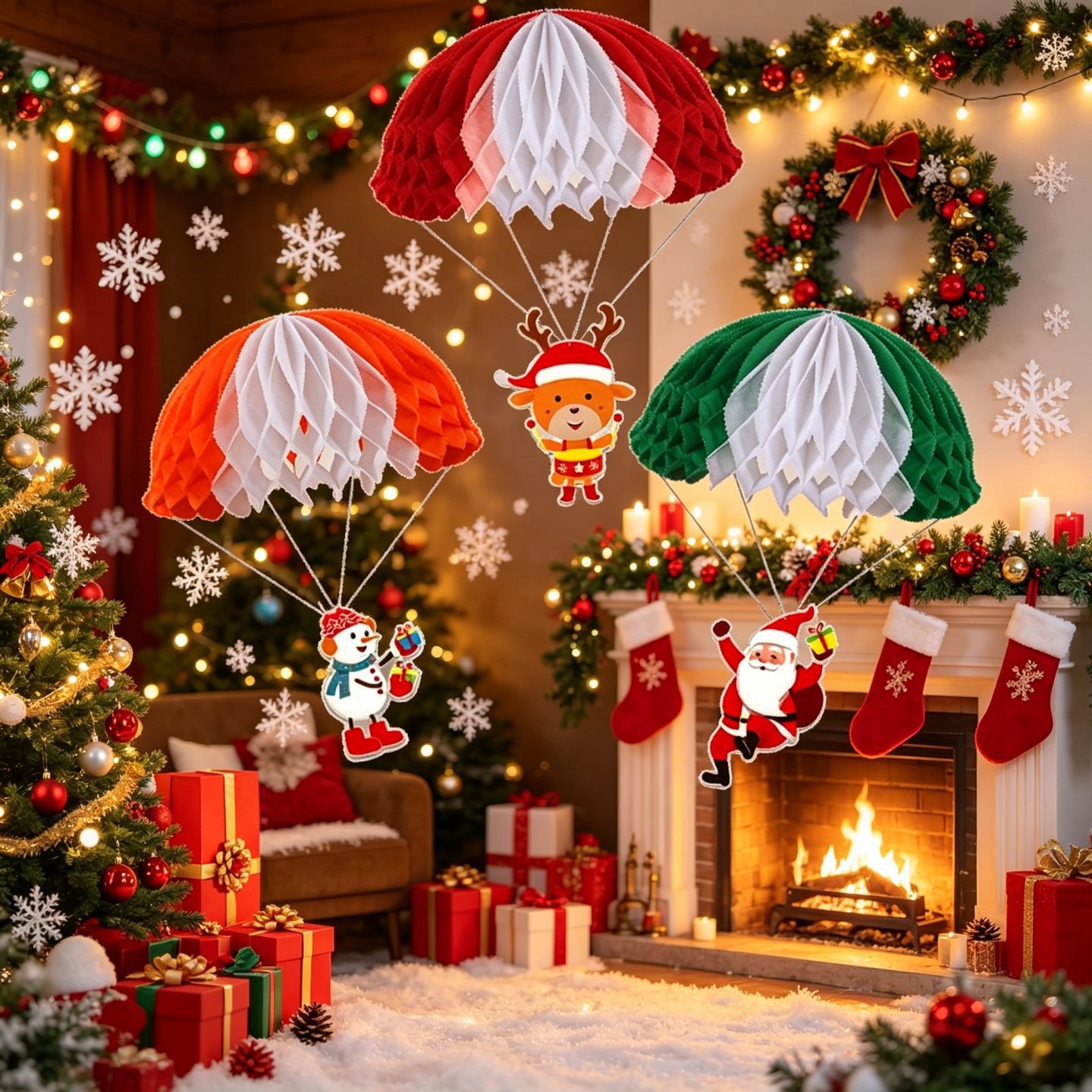 Decoraciones de Halloween, linternas de panal, decoraciones de calabazas, ventanas del centro comercial, diseño de atmósfera de fiesta temática de Navidad