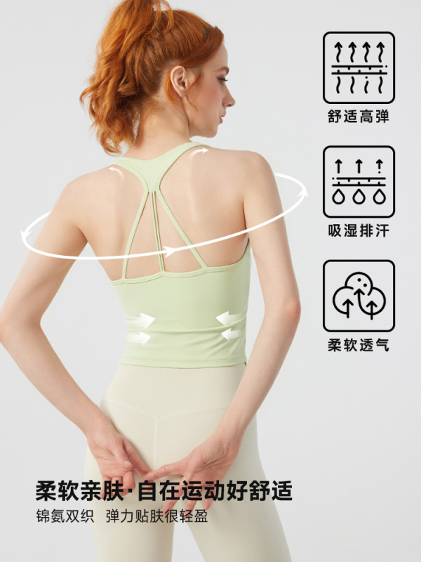 新款健身服上衣镂空透气美背运动瑜伽服防震聚拢运动文胸健身背心|undefined